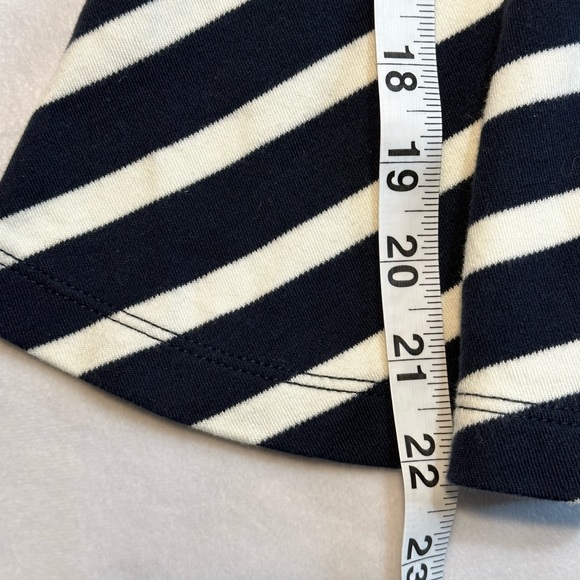 GAP Navy Striped Peplum Top Women's SZ XS Short Sleeve Round Neck Back Zipper - Picture 4 of 5